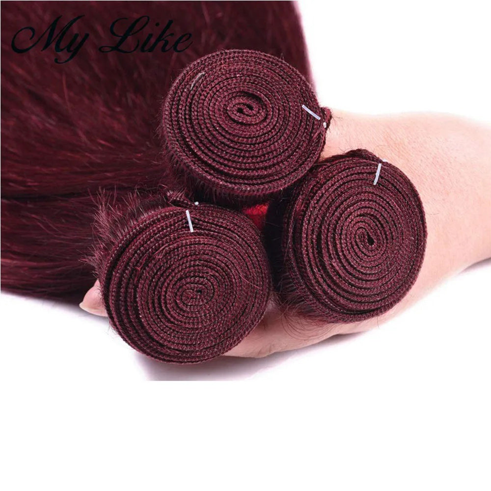 Straight #Burgundy Virgin Human Hair Bundle