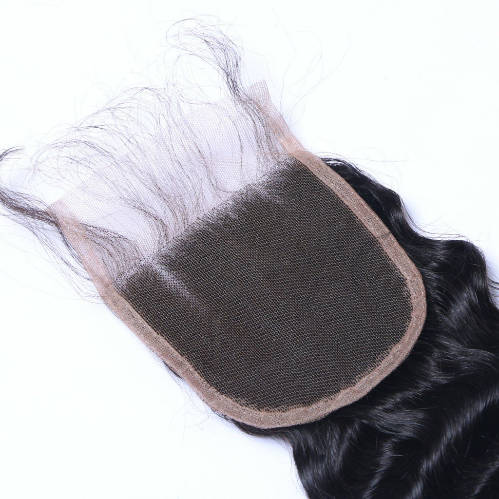 Deep Wave Virgin Human Hair Natural Black Closure 4*4