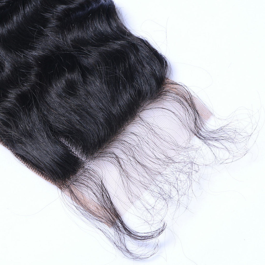 Deep Wave Virgin Human Hair Natural Black Closure 4*4