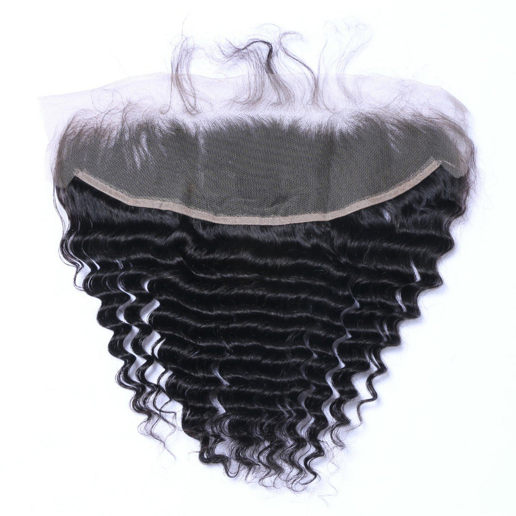 Deep Wave Virgin Human Hair Natural Black Frontal 13*4