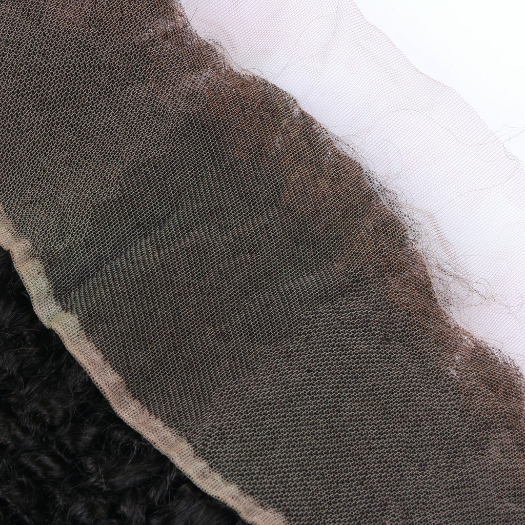 Kinky Curly Virgin Human Hair Natural Black Frontal 13*4