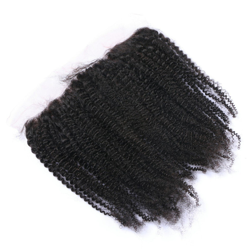 Kinky Curly Virgin Human Hair Natural Black Frontal 13*4