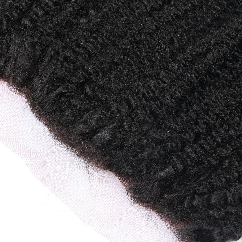 Kinky Curly Virgin Human Hair Natural Black Frontal 13*4