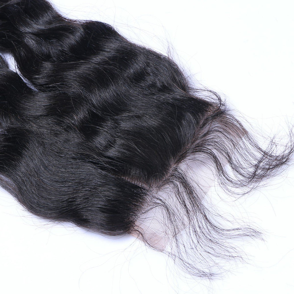 Natural Curly Virgin Human Hair Natural Black Closure 4*4