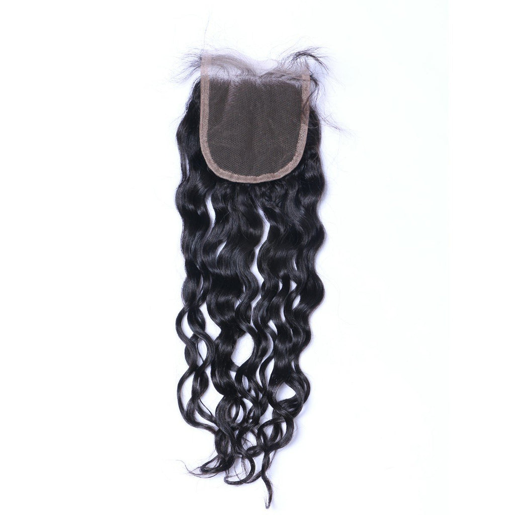 Natural Curly Virgin Human Hair Natural Black Closure 4*4