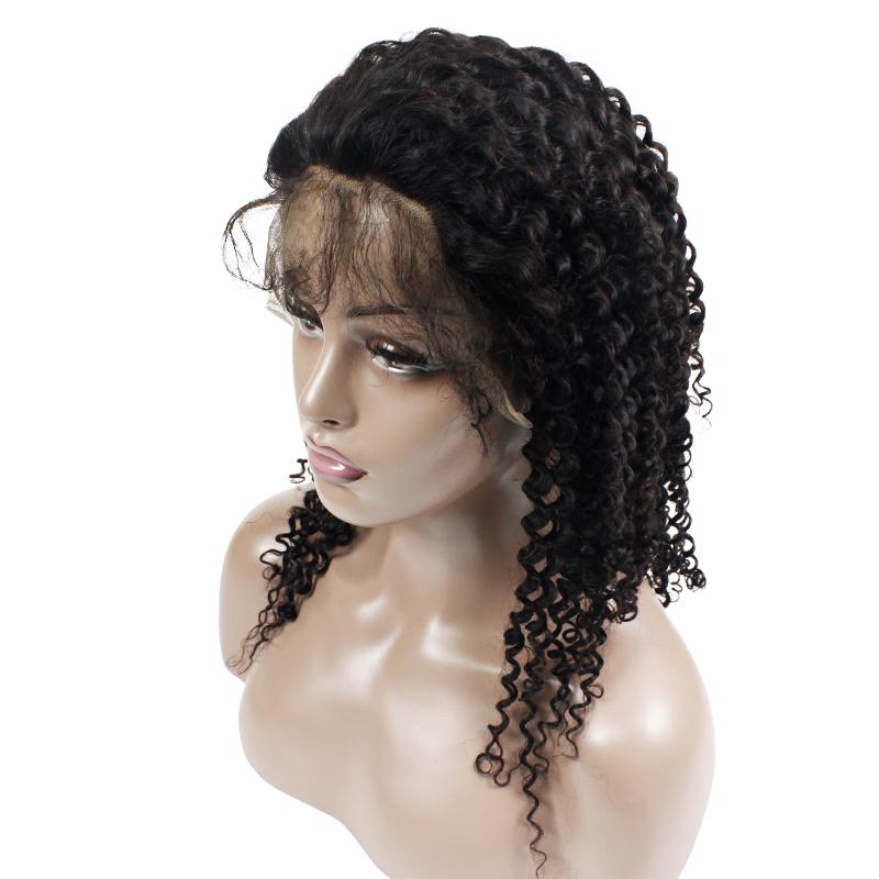 Deep Curly Human Hair Full Lace Wig 13x6 Frontal Lace Wig Naturlal Black #1B
