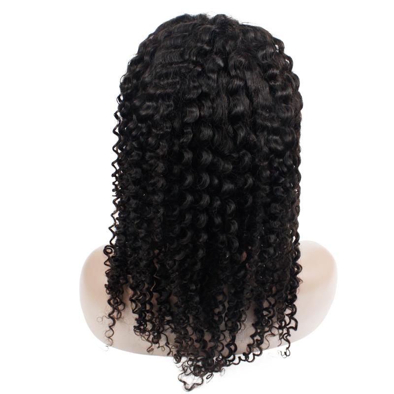 Deep Curly Human Hair Full Lace Wig 13x6 Frontal Lace Wig Naturlal Black #1B