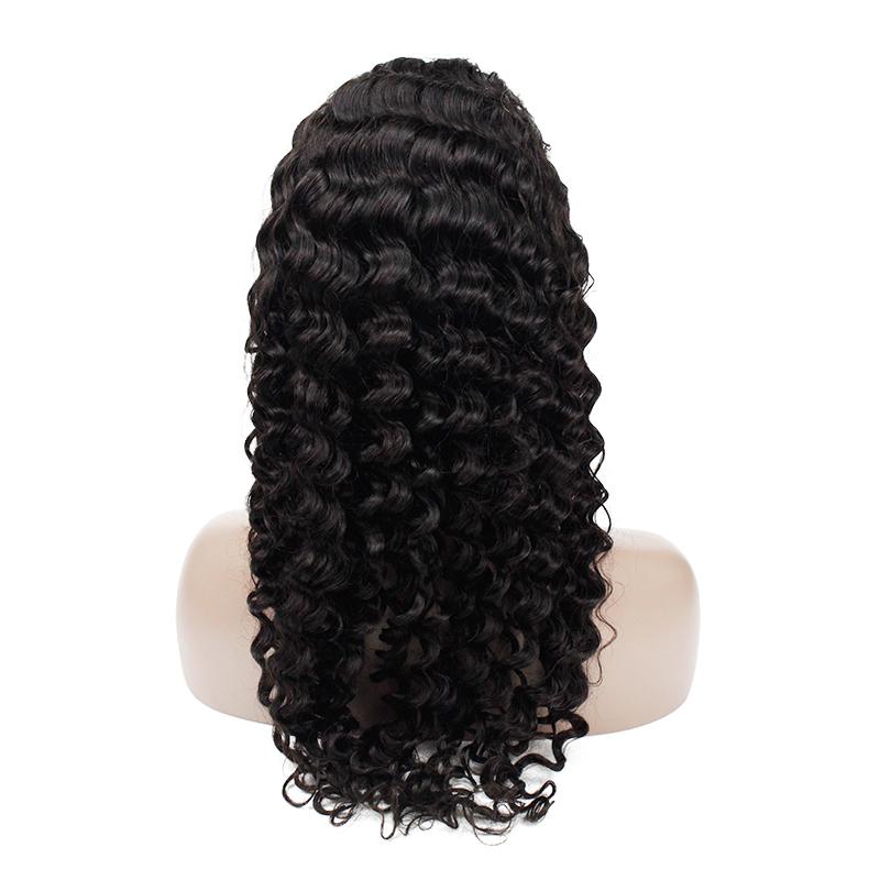 Deep Wave Human Hair Full Lace Wig 13x6 Frontal Lace Wig Naturlal Black #1B