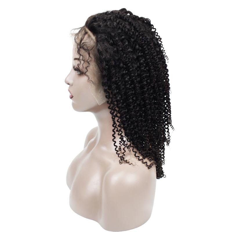 Kinky Curly Human Hair Full Lace Wig 13x6 Frontal Lace Wig Naturlal Black #1B