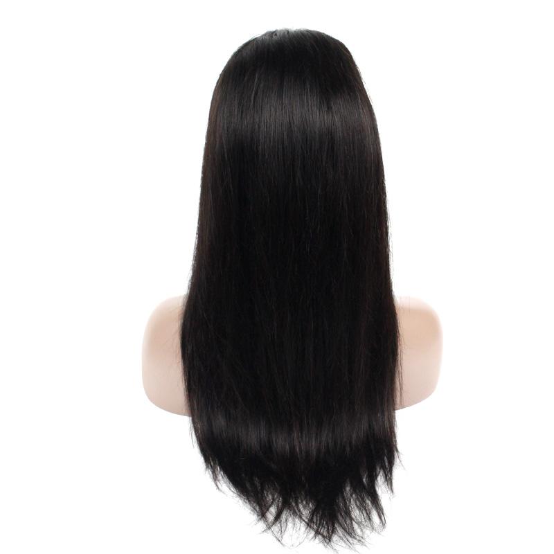 Straight Human Hair Full Lace Wig 13x6 Frontal Lace Wig Naturlal Black #1B