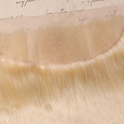 #613 Straight Frontal Human Hair Blonde Frontal 13*4