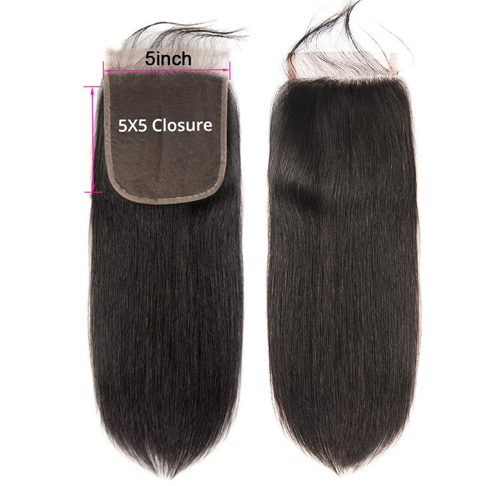 Straight  5*5 HD Lace Closure Virgin Human Hair Natural Black