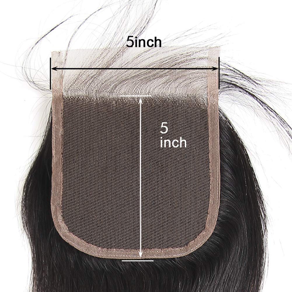 Straight  5*5 HD Lace Closure Virgin Human Hair Natural Black
