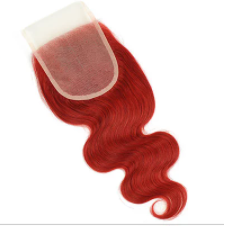 Body Wave Virgin Human Hair Red Closure 4*4
