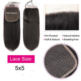 Straight  5*5 HD Lace Closure Virgin Human Hair Natural Black
