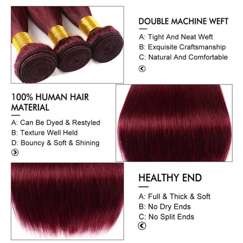 Straight #Burgundy Virgin Human Hair Bundle