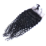 Deep Curly Virgin Human Hair Natural Black Closure 4*4