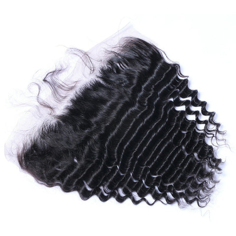 Deep Wave Virgin Human Hair Natural Black Frontal 13*4