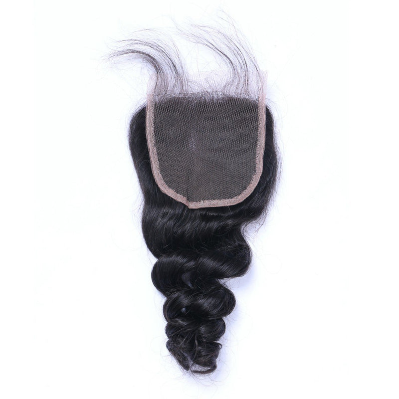 Loose Wave Virgin Human Hair Natural Black Closure 4*4