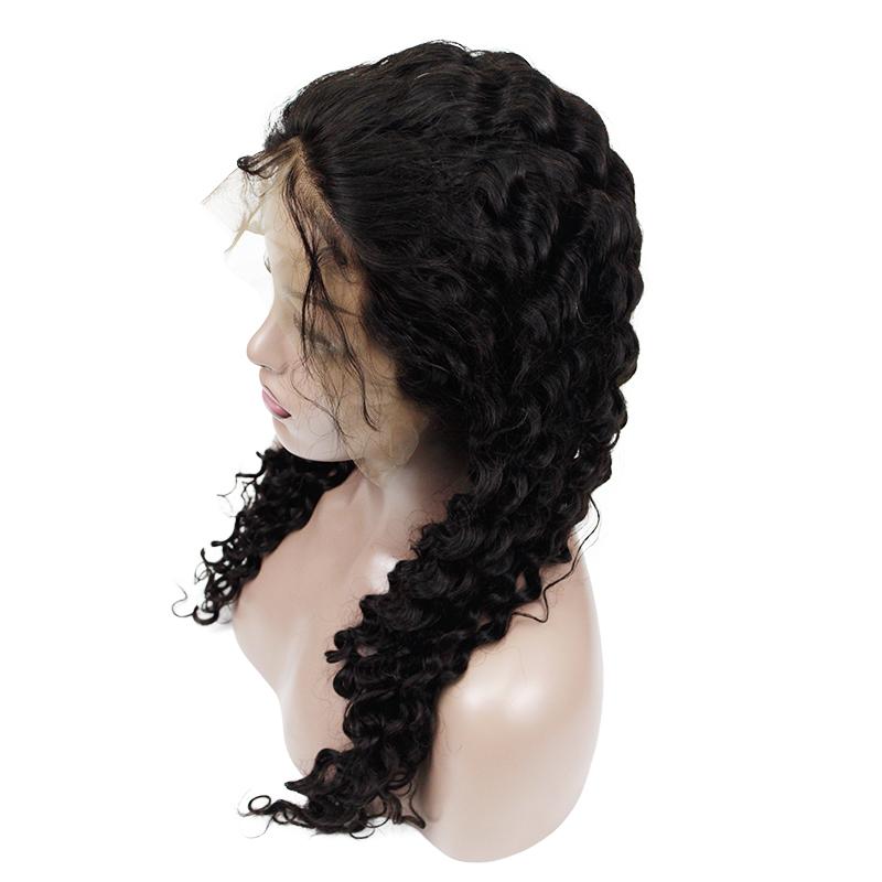 Deep Wave Human Hair Full Lace Wig 13x6 Frontal Lace Wig Naturlal Black #1B