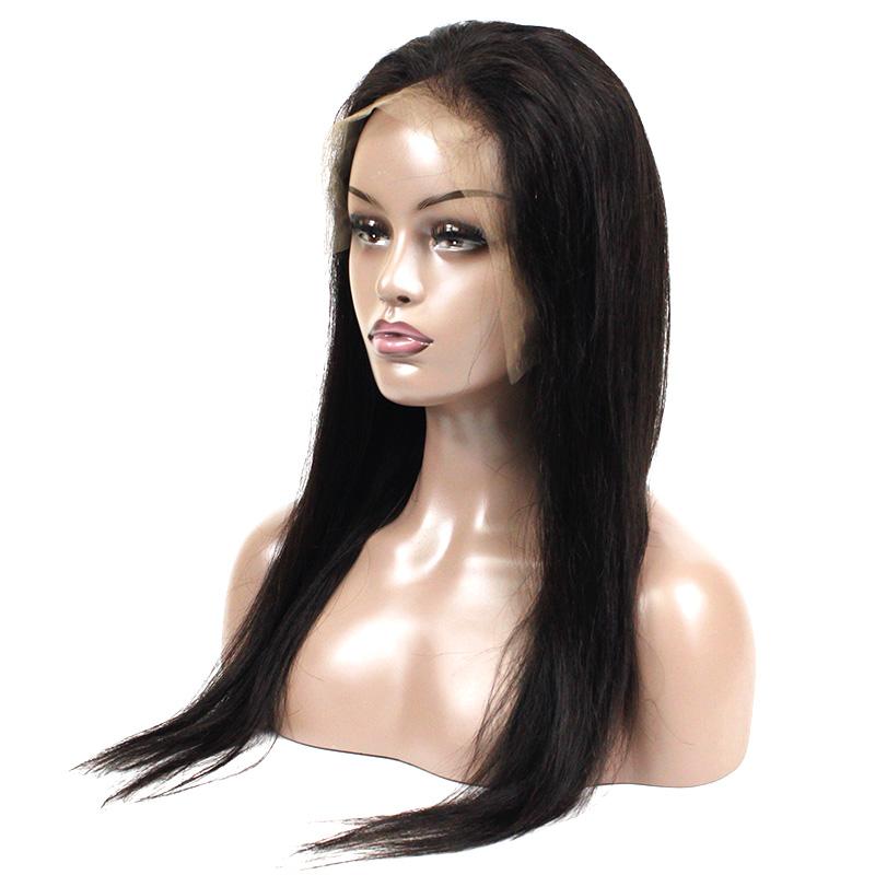 Straight Human Hair Full Lace Wig 13x6 Frontal Lace Wig Naturlal Black #1B