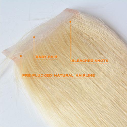 #613 Straight Closure Human Hair Blonde Closure 4*4