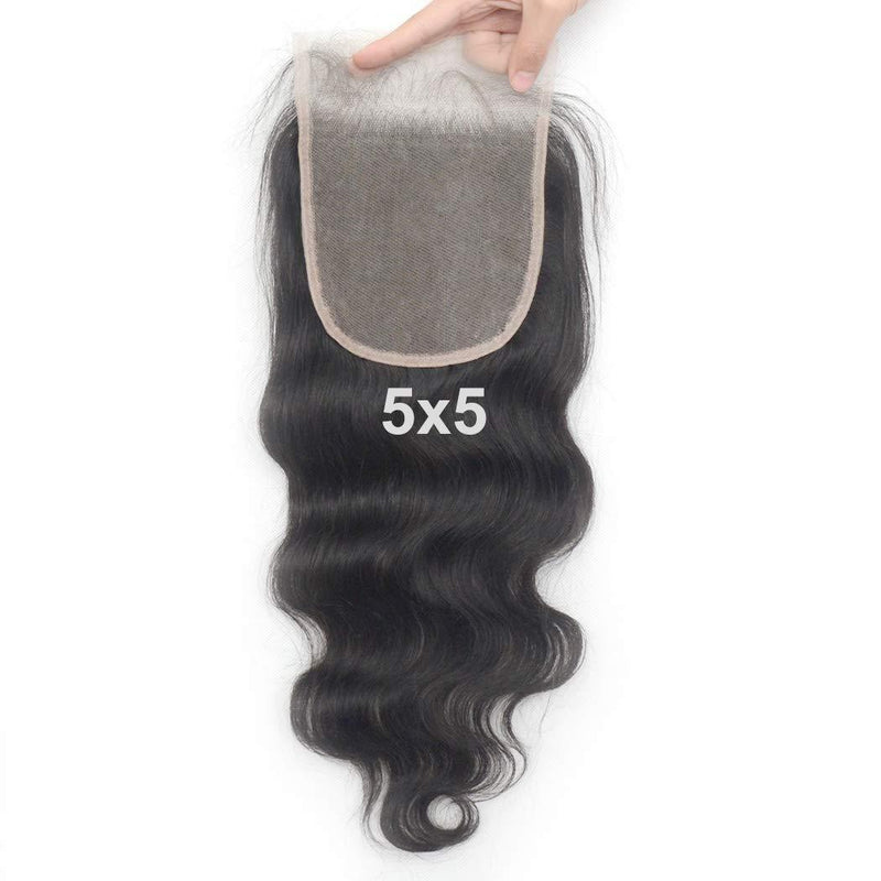 Body Wave  5*5 HD Lace Closure Virgin Human Hair Natural Black